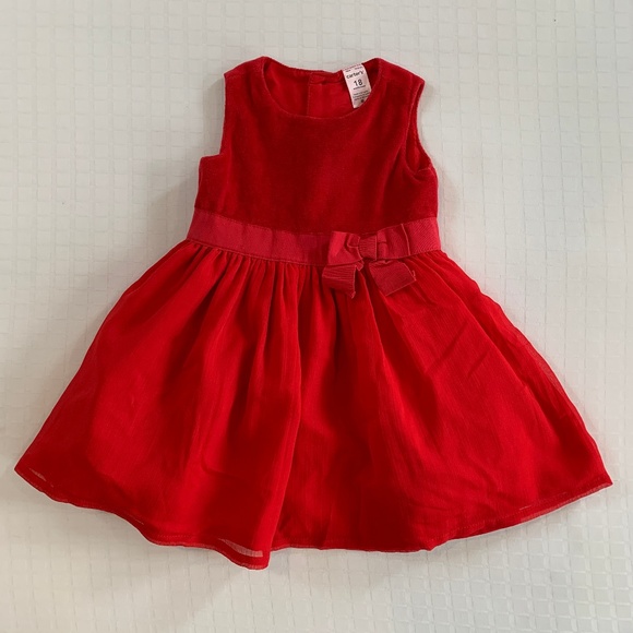 Carter's Red Velvet Tulle Dress 18m Size 18 Months Christmas Holiday Festive - Picture 1 of 7
